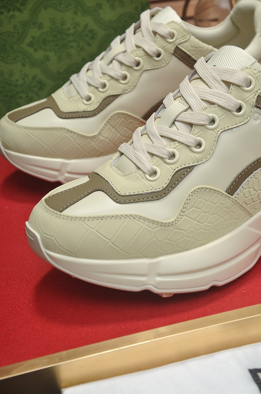 Gucci Cream Taupe Chunky Sneakers — detail