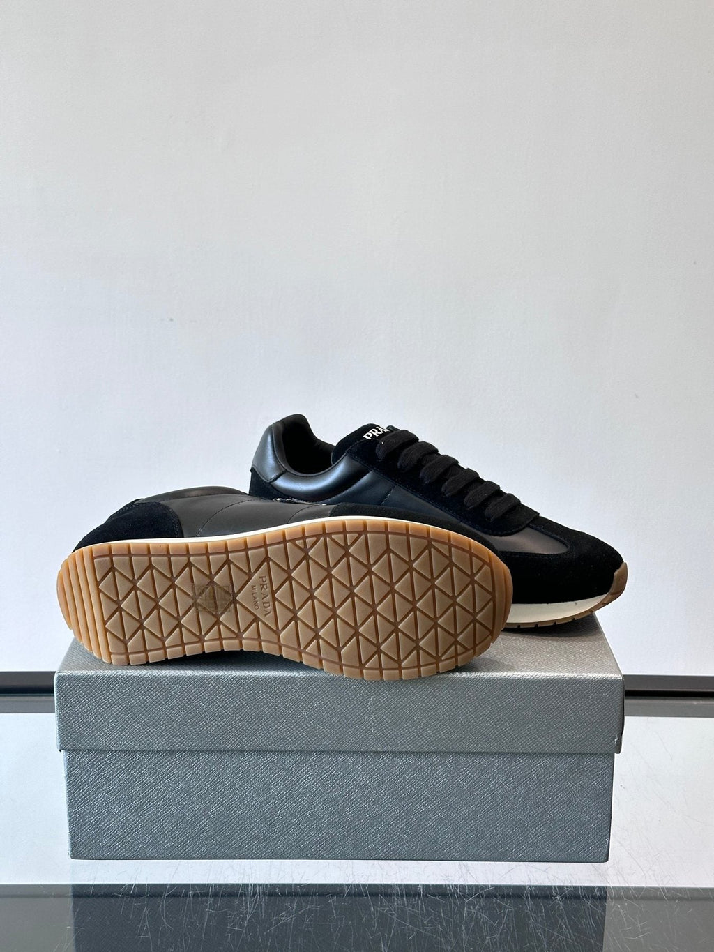 Prada Black Triangle Detail Sneakers — detail