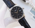 Longines Silver Blue Black Dial Leather Strap Watch — hero
