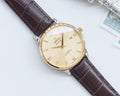 OMEGA Gold Brown White Dial Leather Strap Watch — hero