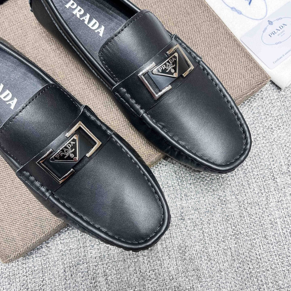Prada Black Leather Loafers — front