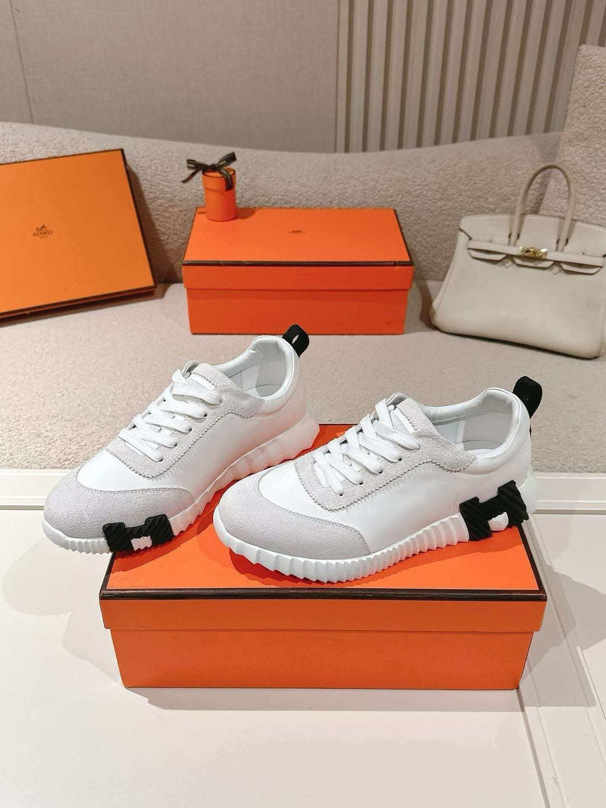 Men’s White and Gray Low-Top Sneakers — front
