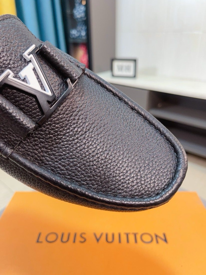 Louis Vuitton Black Textured Loafers — detail