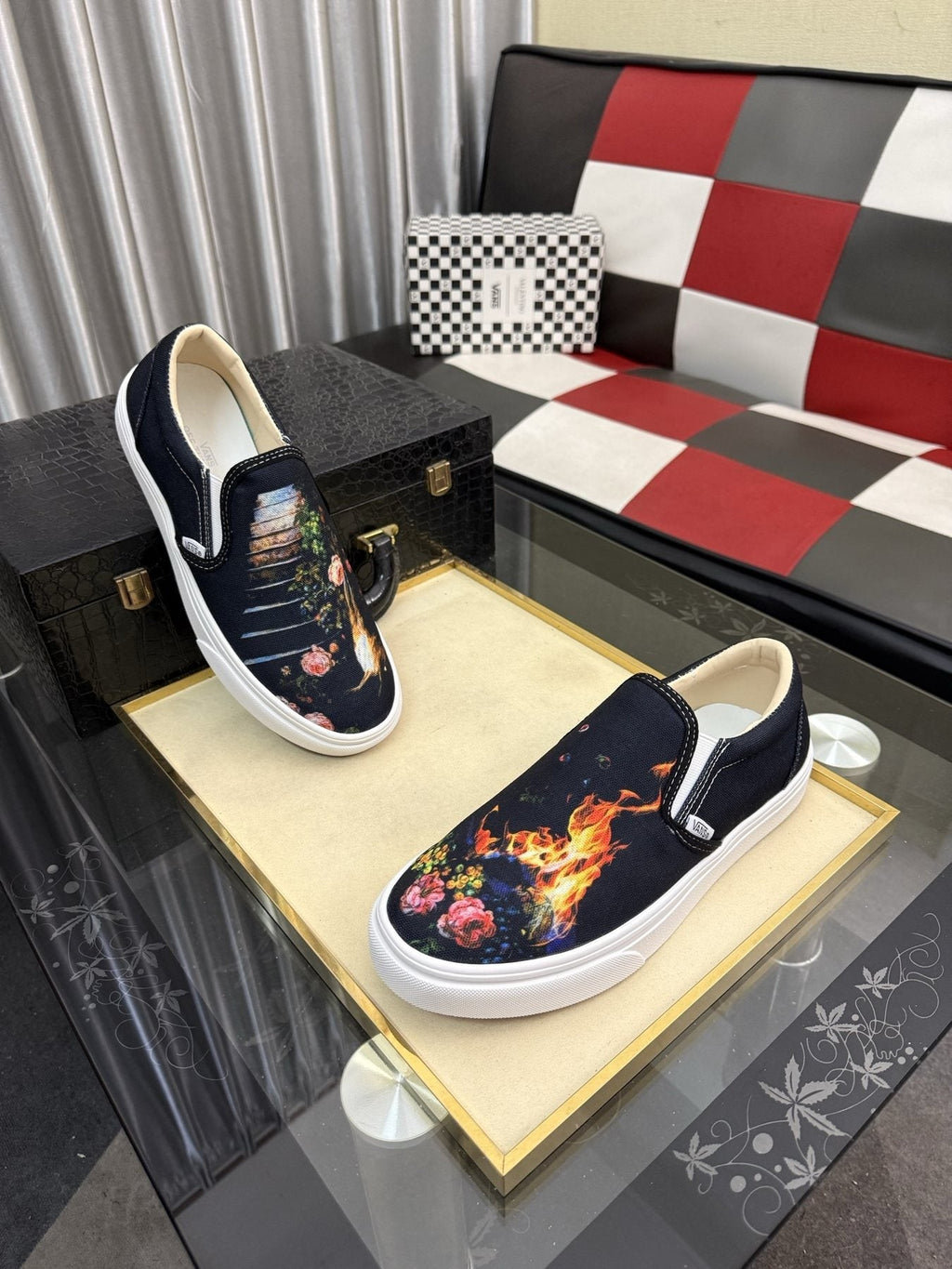 Vans Floral Flame Slip-On Shoes — side