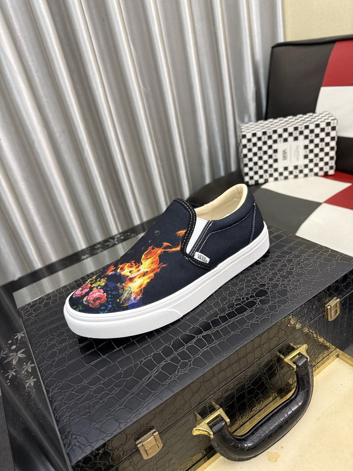 Vans Floral Flame Slip-On Shoes — front