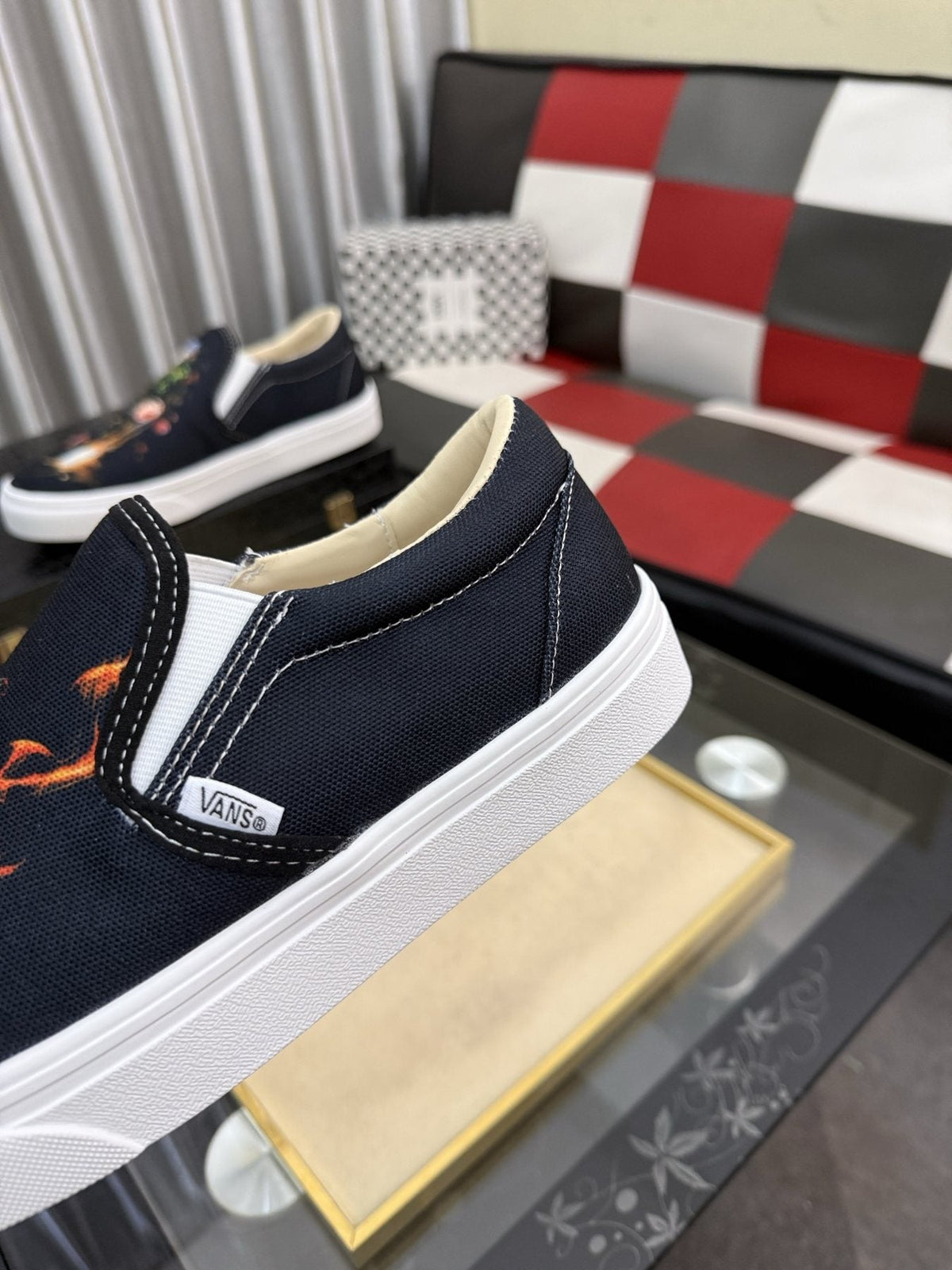 Vans Floral Flame Slip-On Shoes — side