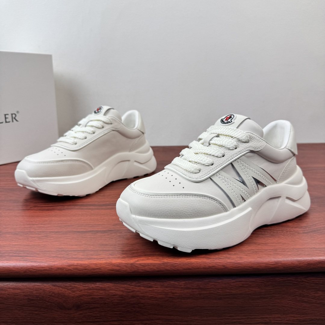 Moncler White Chunky Sole Sneakers — side