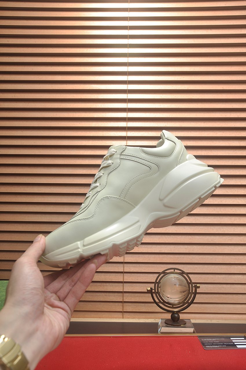 Gucci White Heart-Accent Chunky Sneakers — back