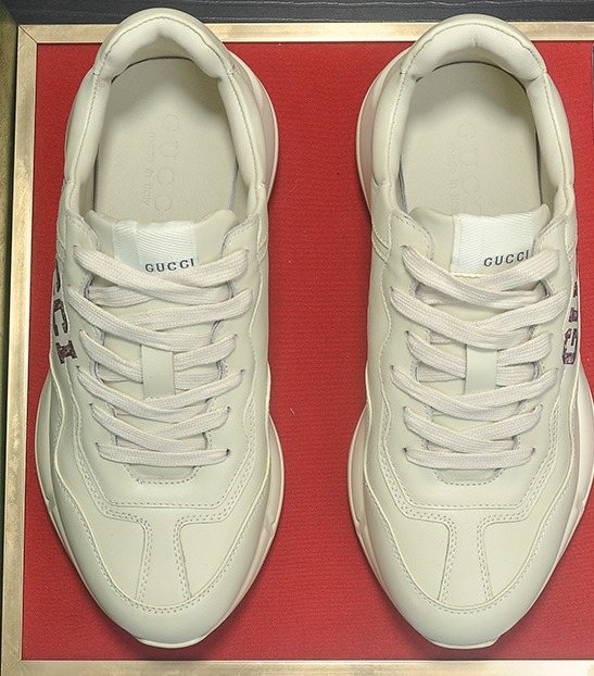Gucci White Heart-Accent Chunky Sneakers — hero