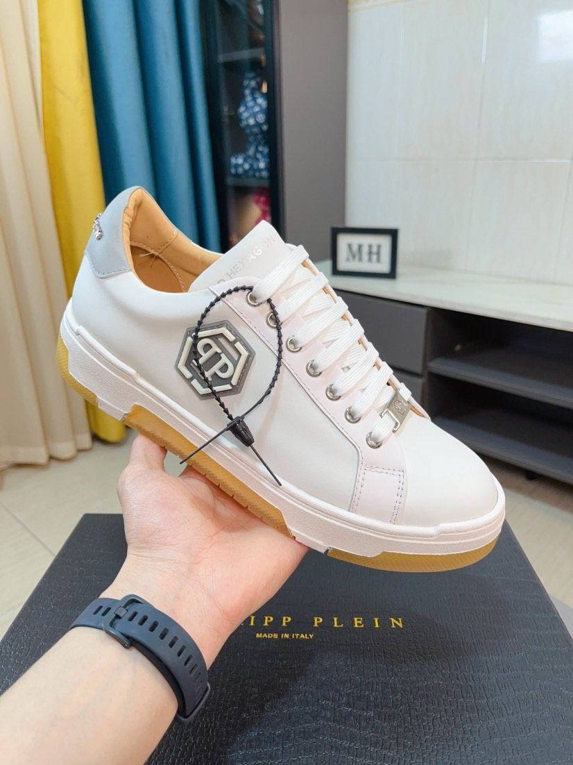 Philipp Plein White Gum Sole Sneakers — side