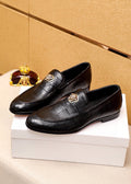 Versace Black Embossed Hardware Loafers — hero
