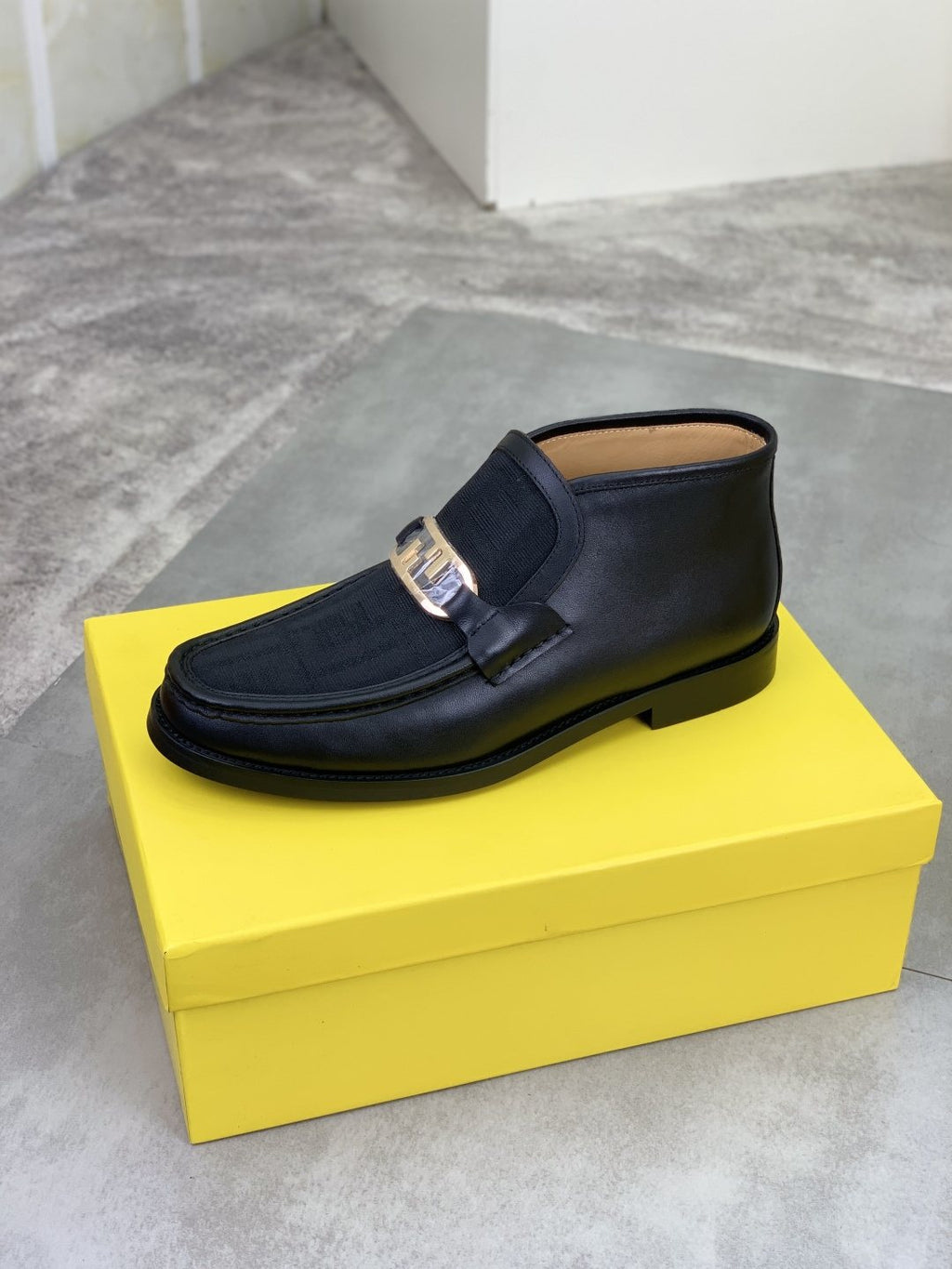 Fendi Black Gold-Tone Detail Ankle Boots — hero