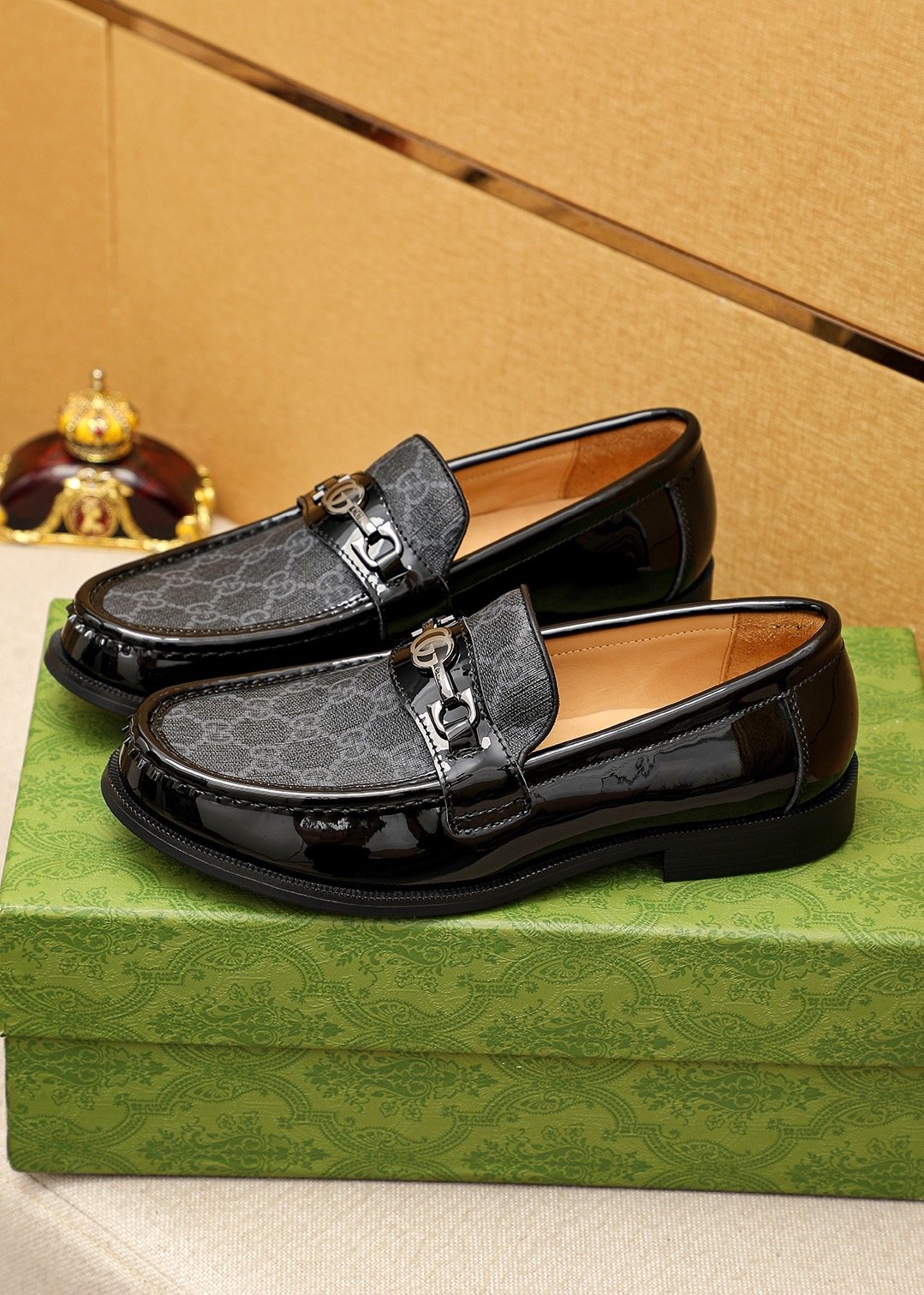 Gucci Black and Gray Metal Bit Loafers — side