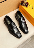Louis Vuitton Glossy Black Leather Loafers — hero