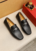 Ferragamo Black Metal-Trim Loafers — hero