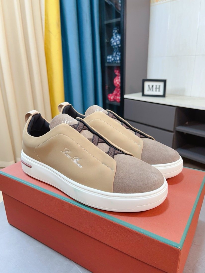 Loro Piana Contrast-Toe Low-Top Sneakers — front