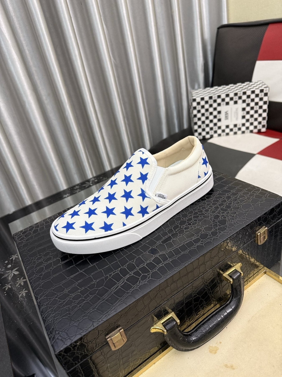 Vans Blue Star Print Slip-On Sneakers — front