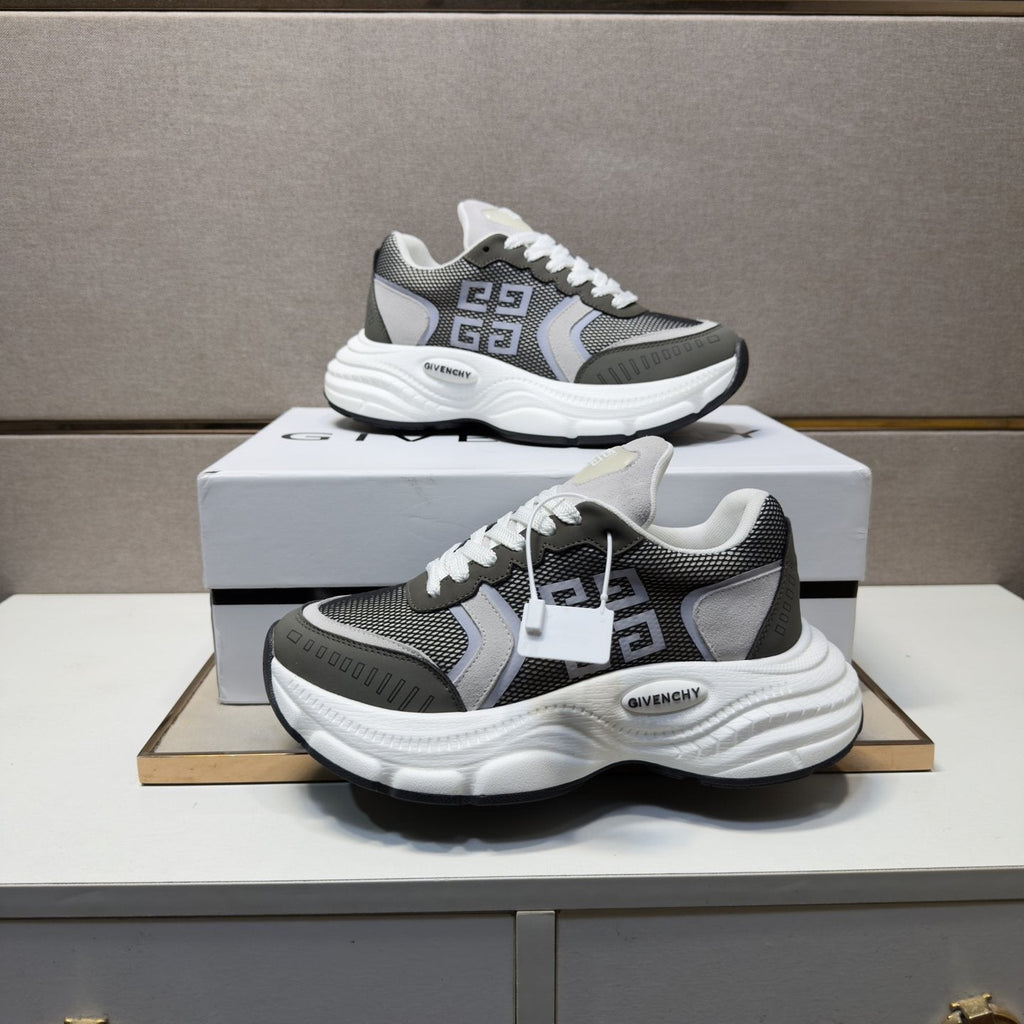 Givenchy Gray Mesh Panel Low-Top Sneakers — front