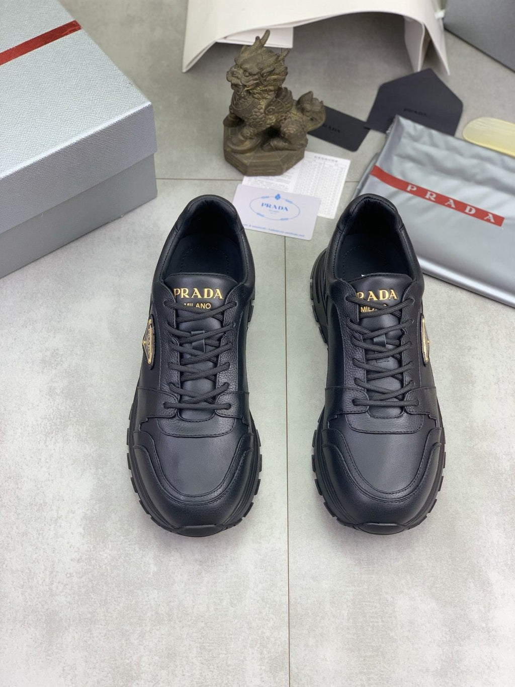 Prada Black Lug Sole Sneakers — hero