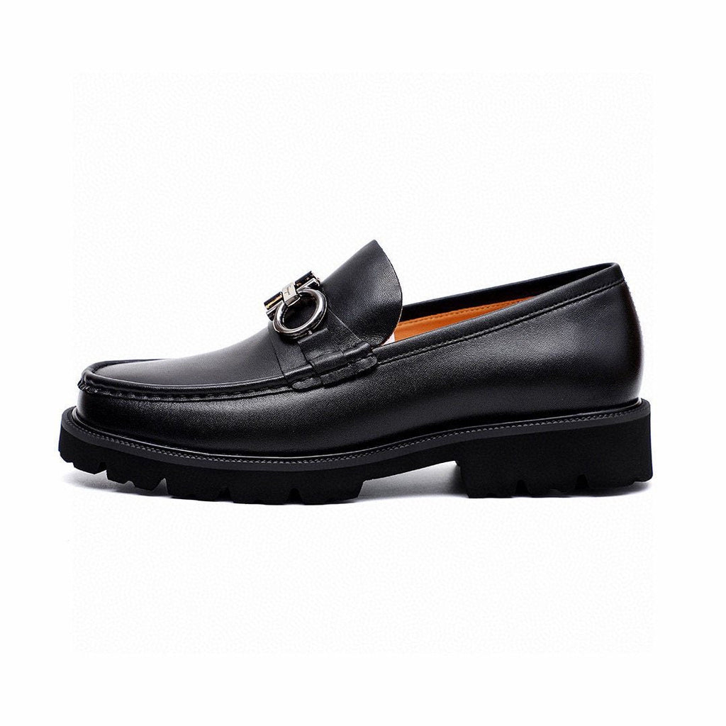 微商相册测试鞋子-Ferragamo Black Lug Sole Bit Loafers — hero