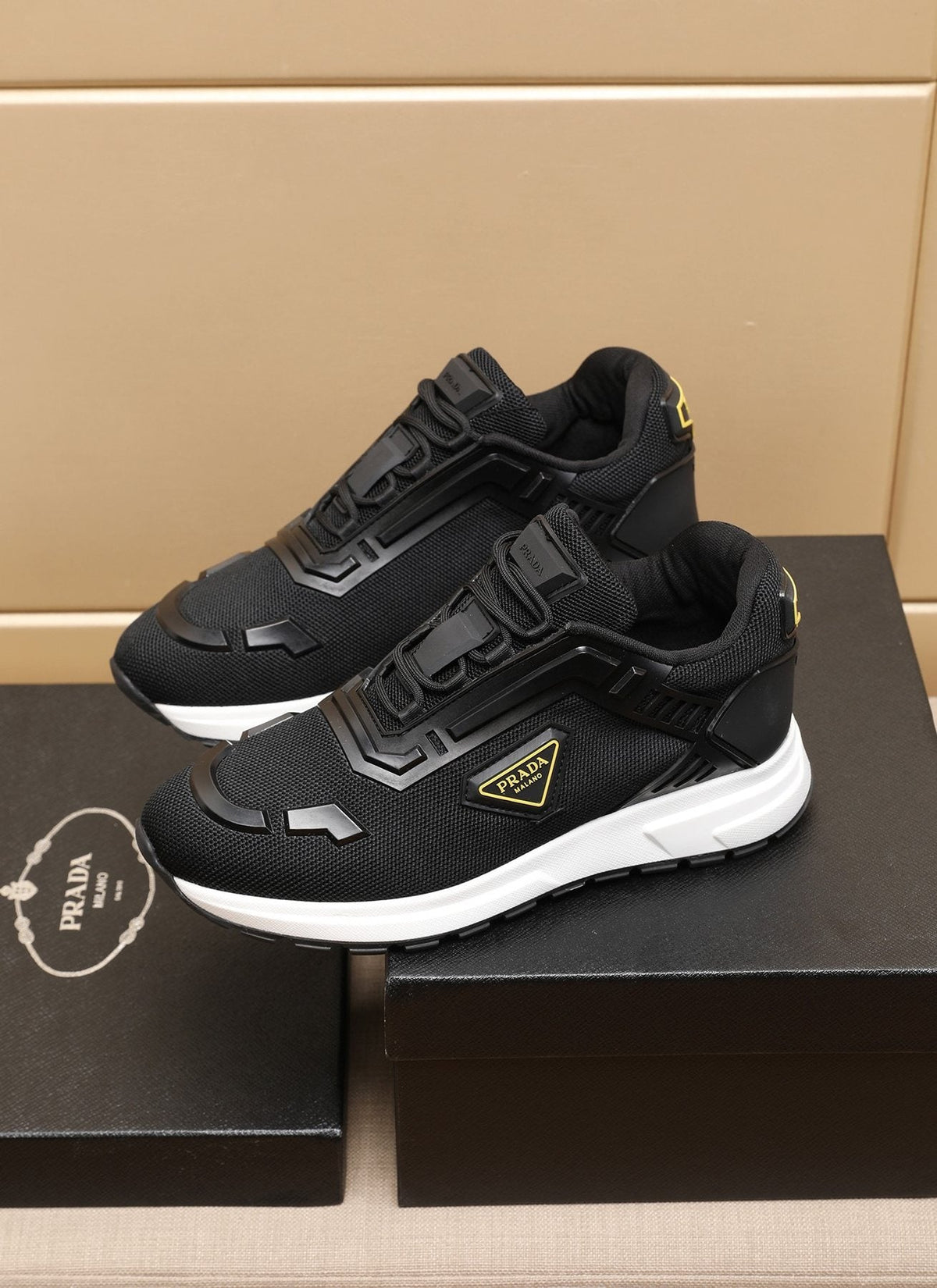 Prada Layered Platform Sneakers — front