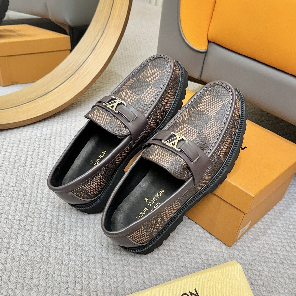 Louis Vuitton Checkered Lug Sole Loafers — front