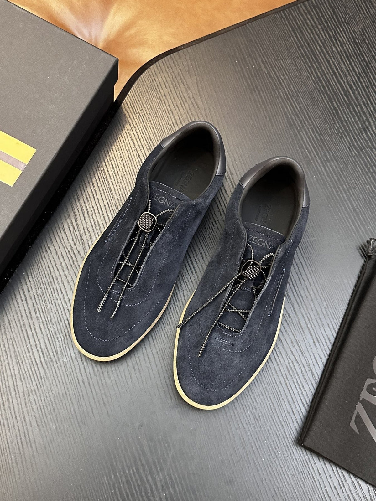 ZEGNA Triple Elastic Slip-On Sneakers — front
