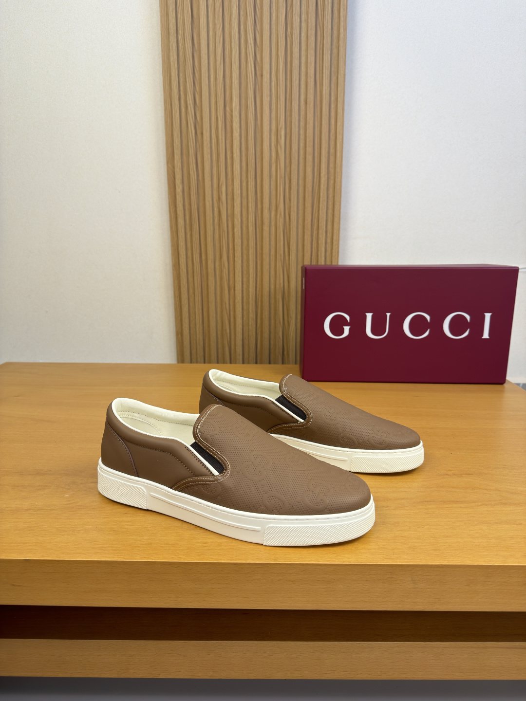 Leather Slip-On Sneakers — front