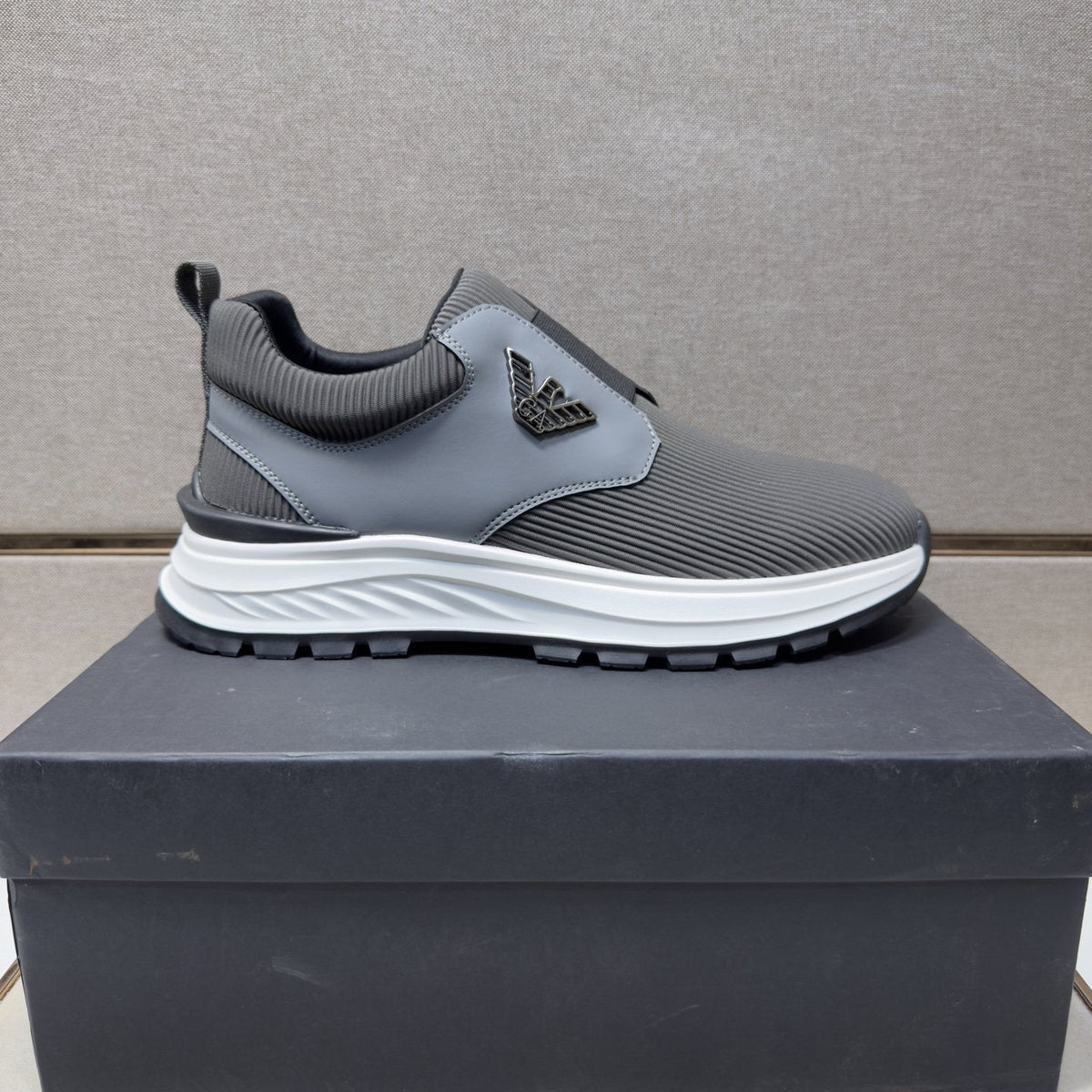 Armani Black Slip-On Sneakers — front
