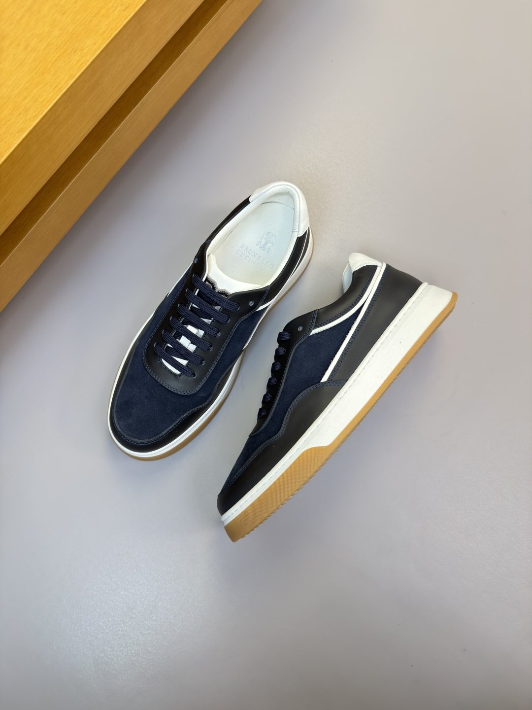 Brunello Cucinelli Color-Block Low-Top Sneakers — front