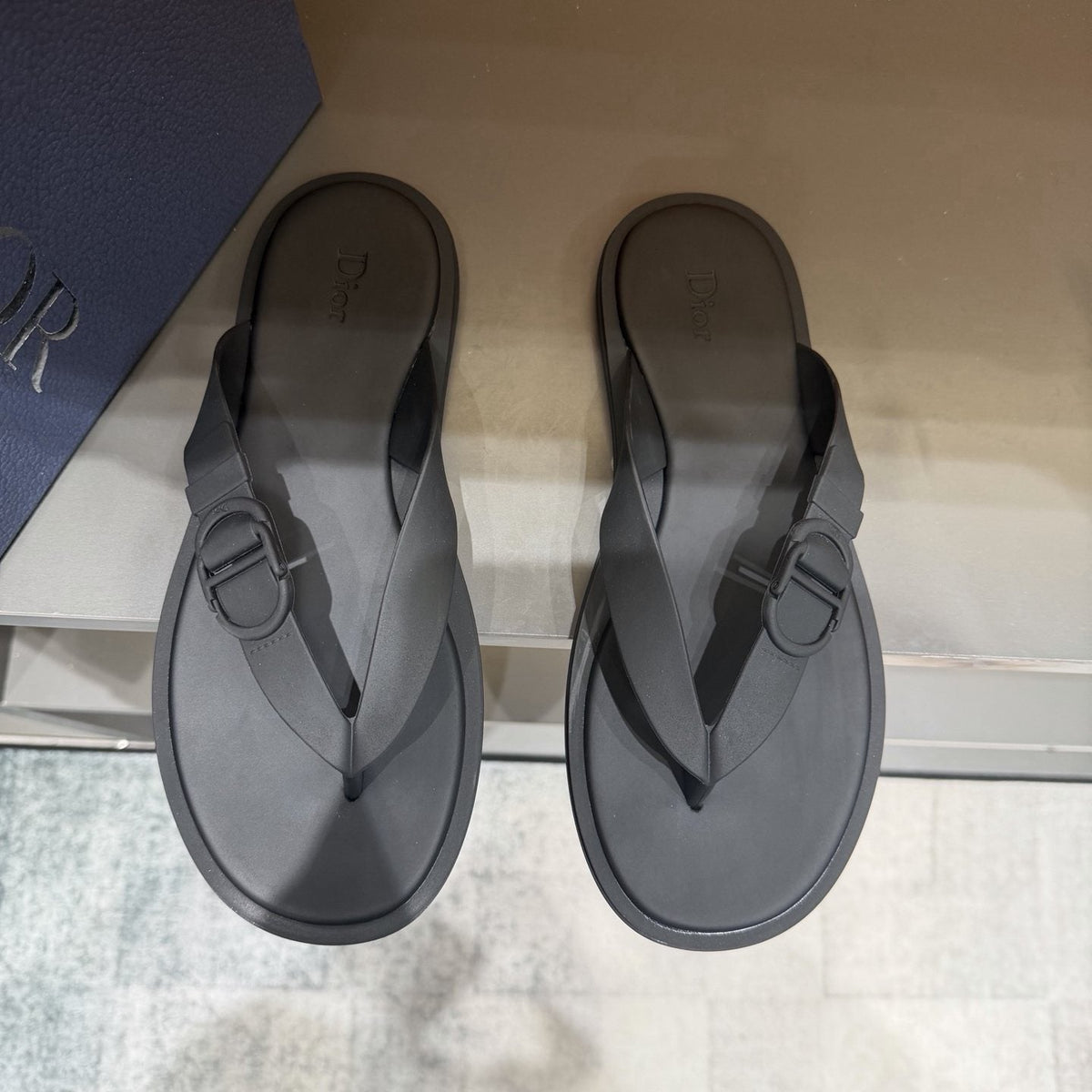 Dior Rivage Buckle Thong Sandals — front