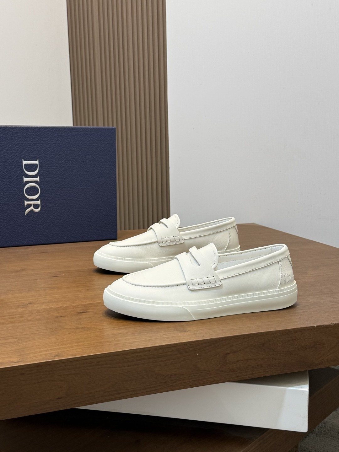 Dior Leather Strap Slip-On Shoes — front