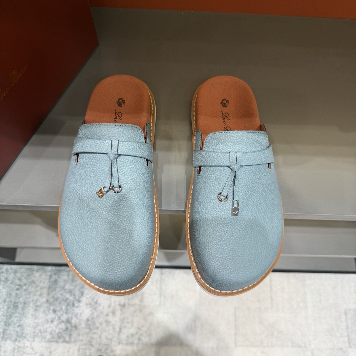 Textured Loafer Mule Shoes — front