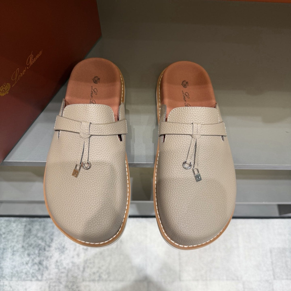 Textured Loafer Mule Shoes — front