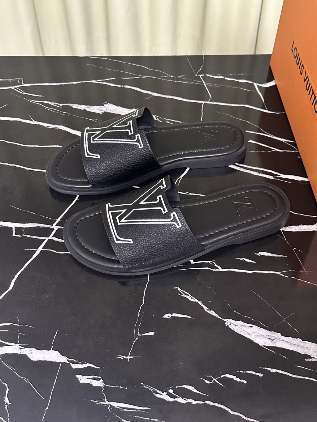 Louis Vuitton Logo Strap Slide Sandals — side