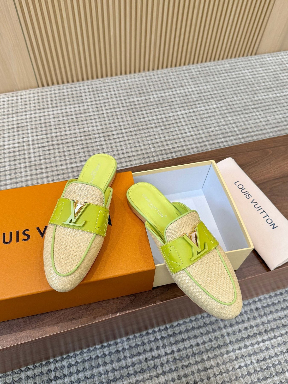Louis Vuitton Woven Mule Sandals — front