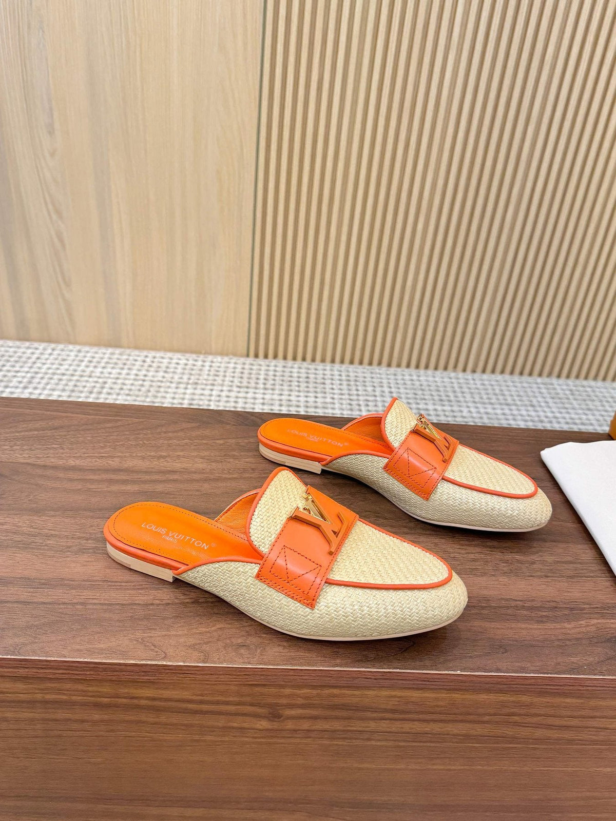 Louis Vuitton Woven Mule Sandals — front