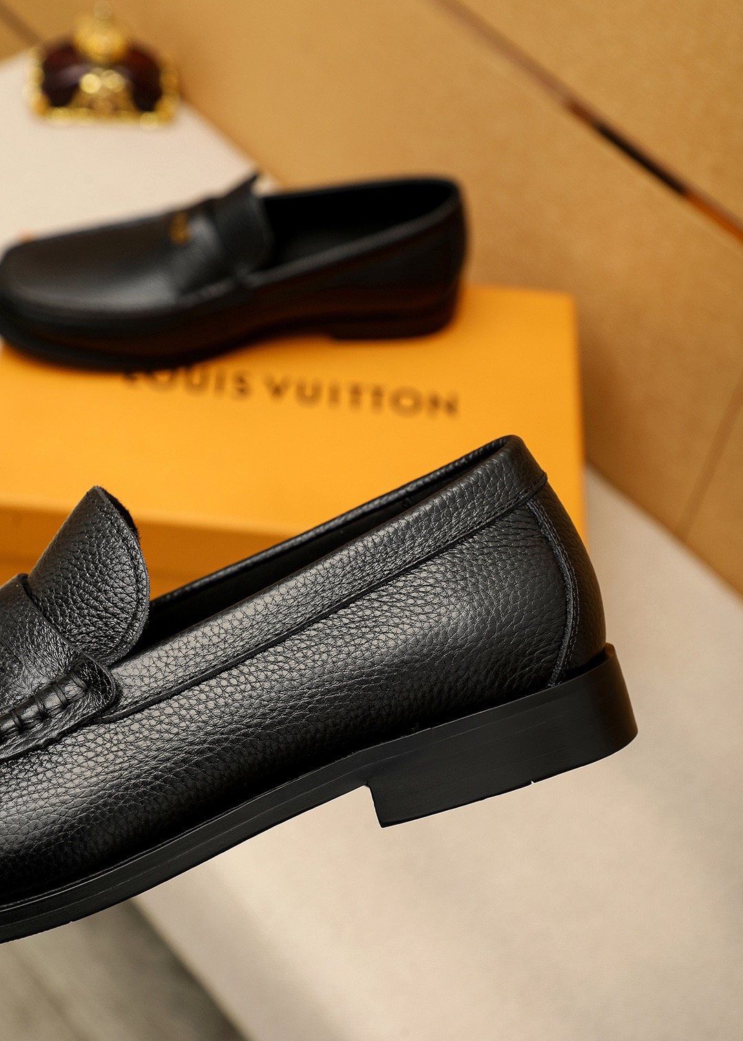 Louis Vuitton Black Leather Hardware Loafers — back