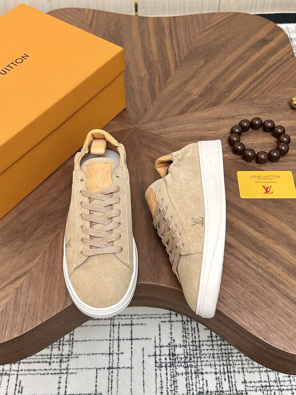Louis Vuitton Brown Textured Low-Top Sneakers — side