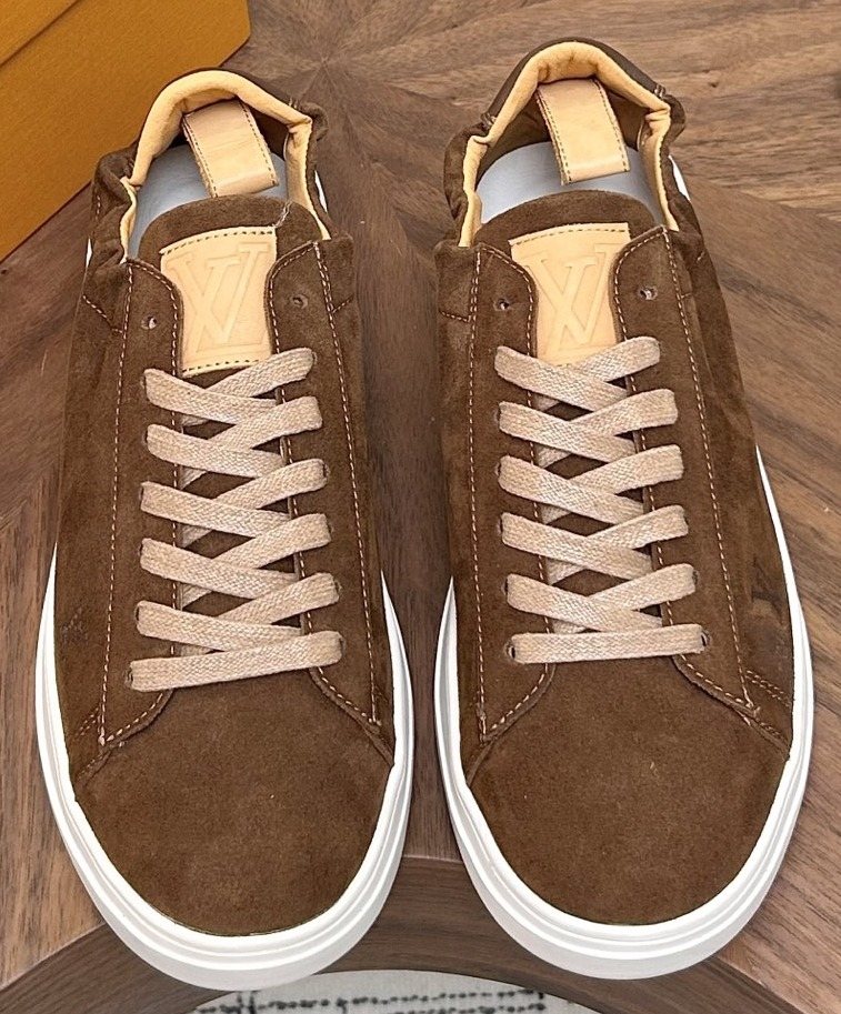 Louis Vuitton Brown Textured Low-Top Sneakers — hero