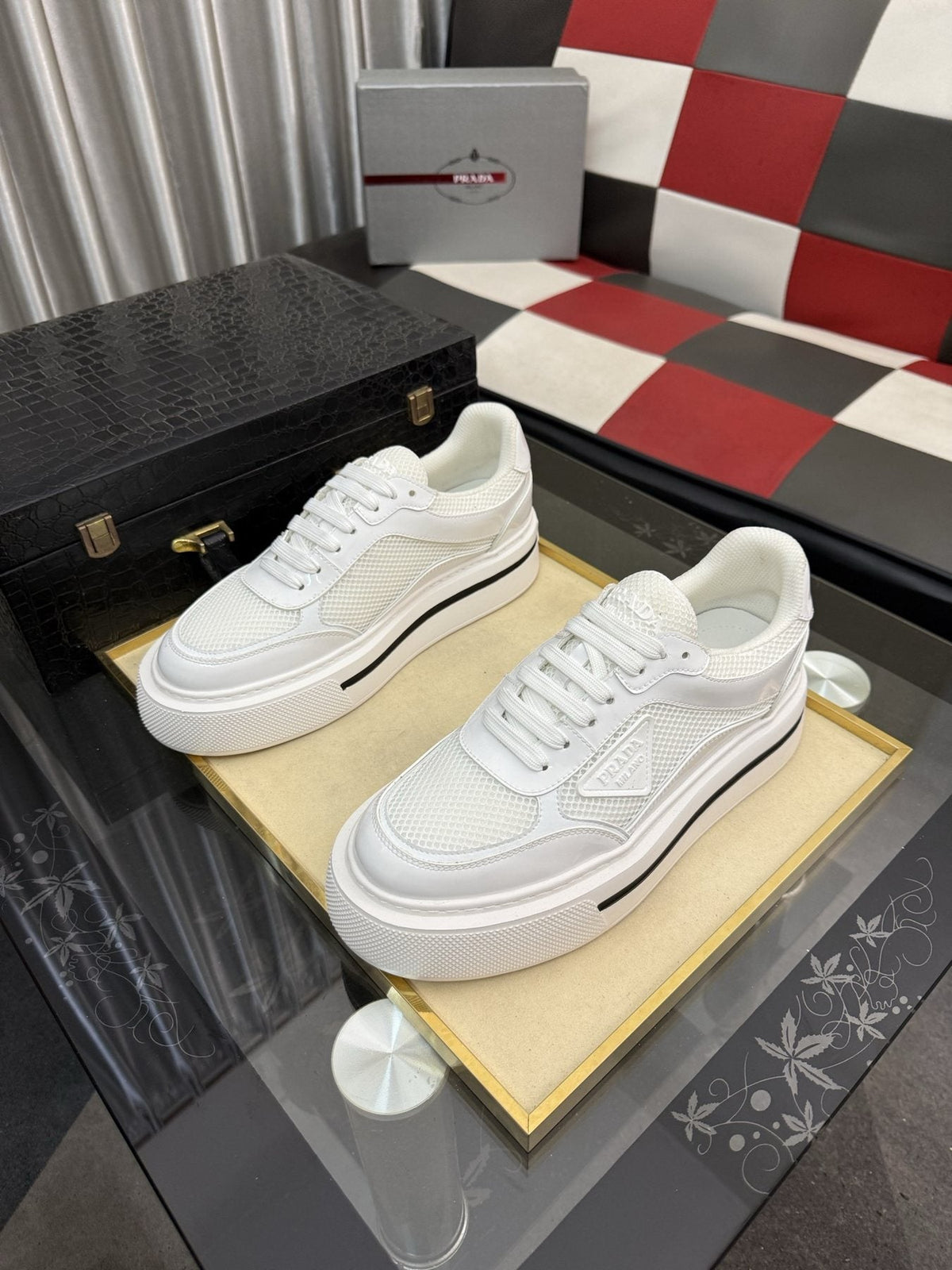 Prada Low-Top Mesh Sneakers — front
