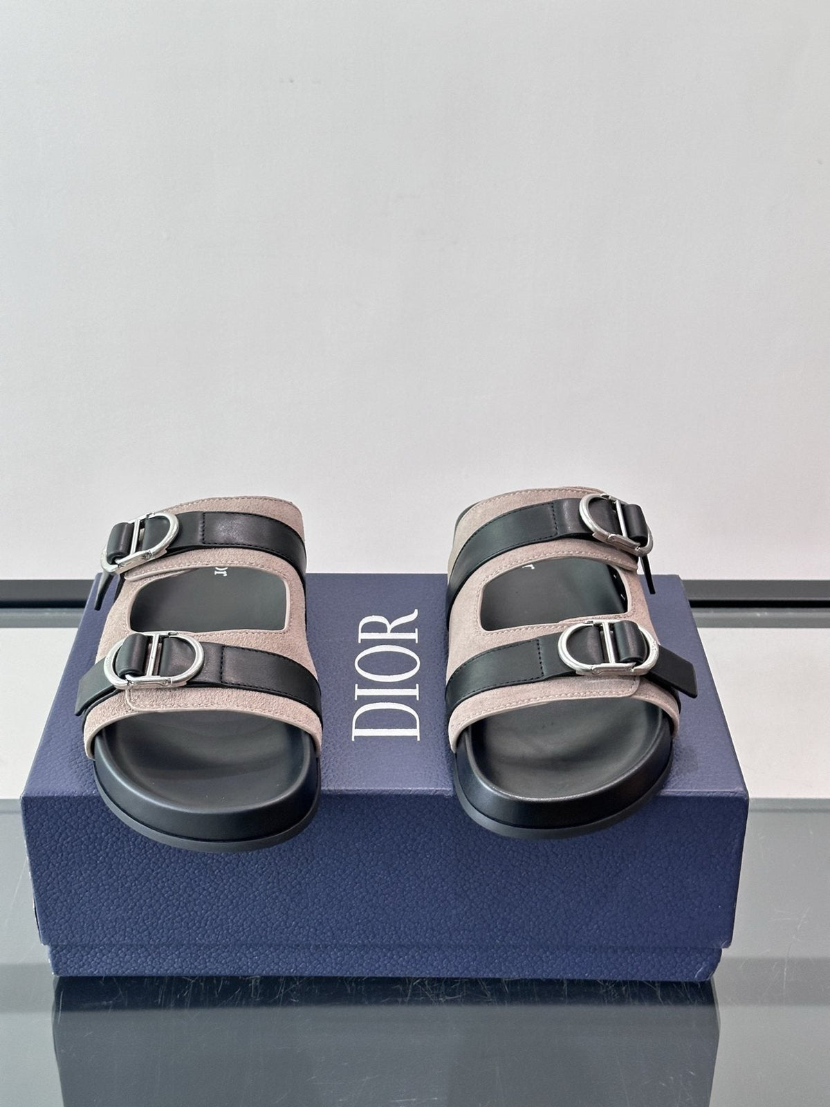 Dior Aqua Two-Strap Slide Sandals — front