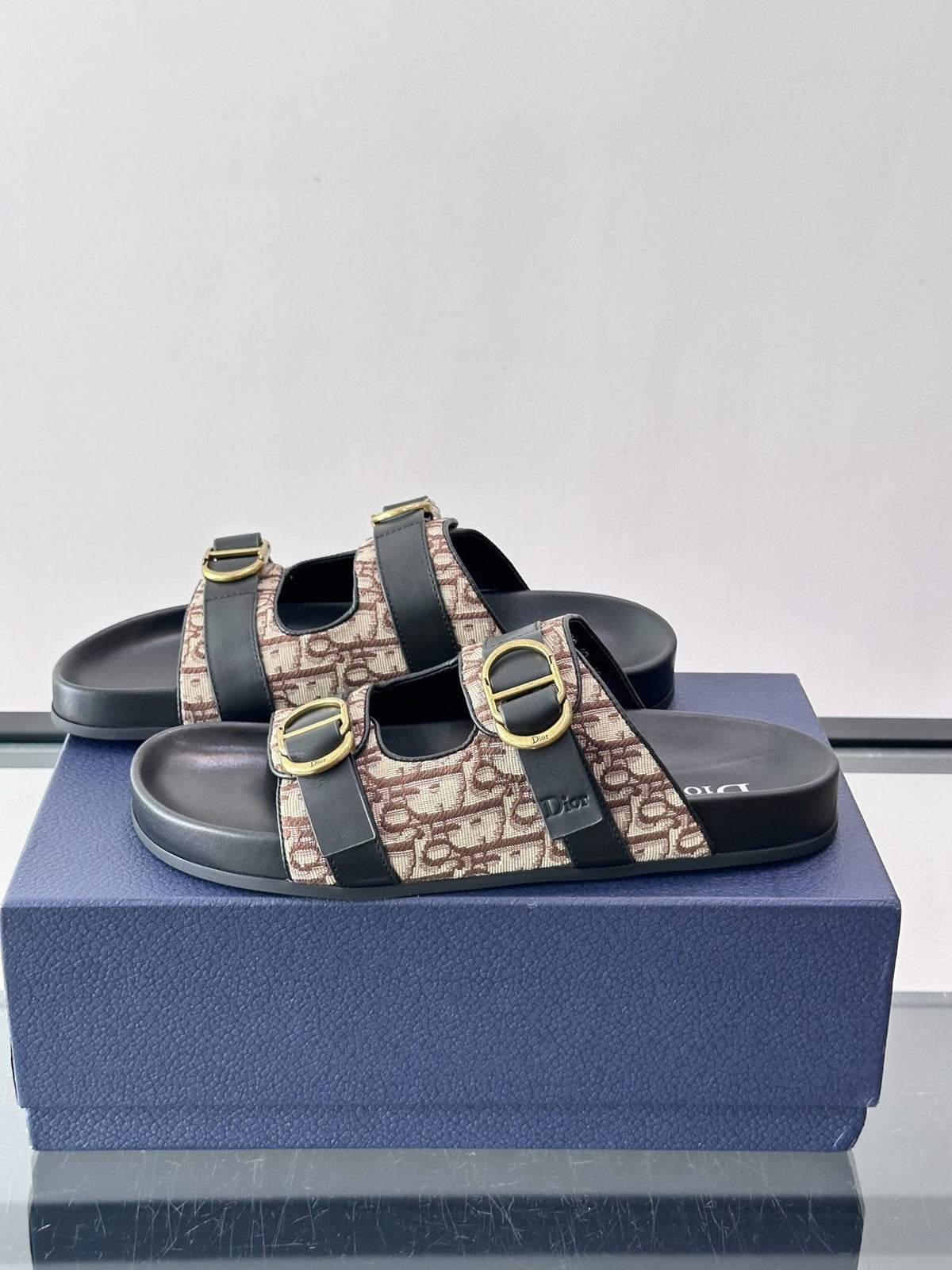Dior Aqua Two-Strap Slide Sandals — front