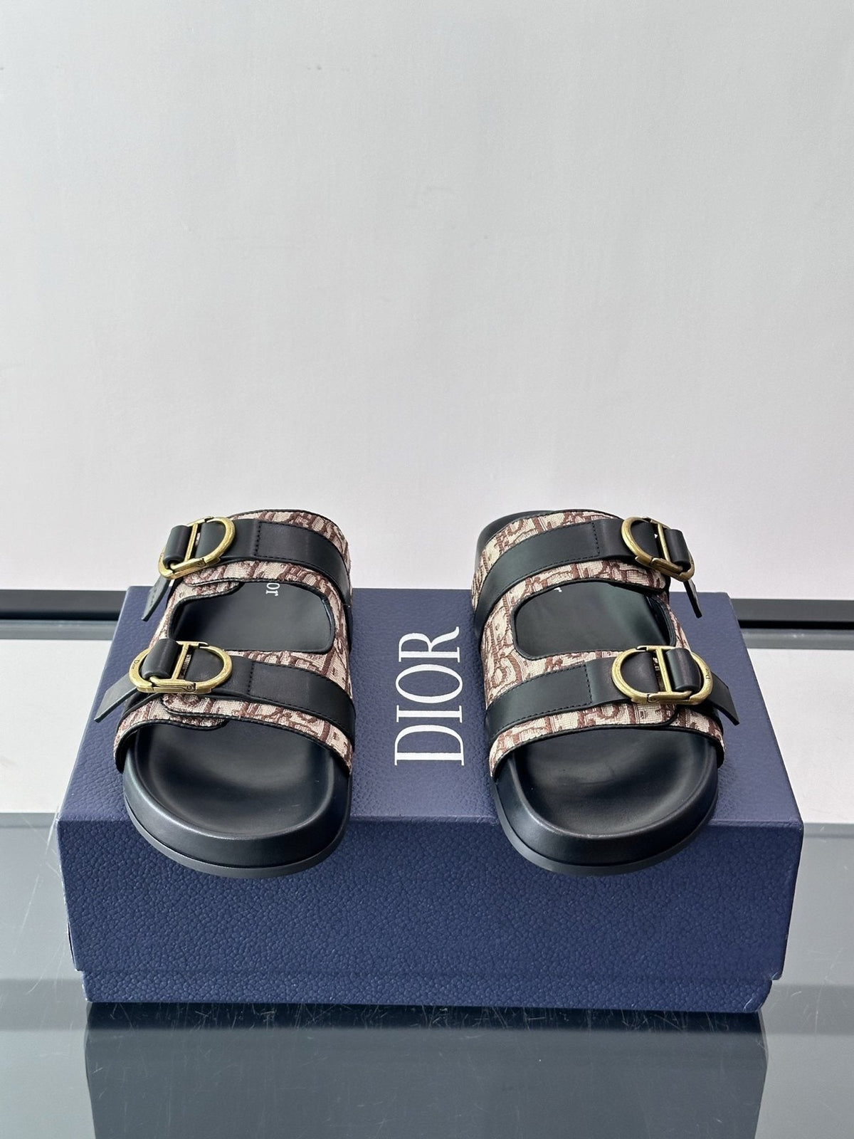 Dior Aqua Two-Strap Slide Sandals — front