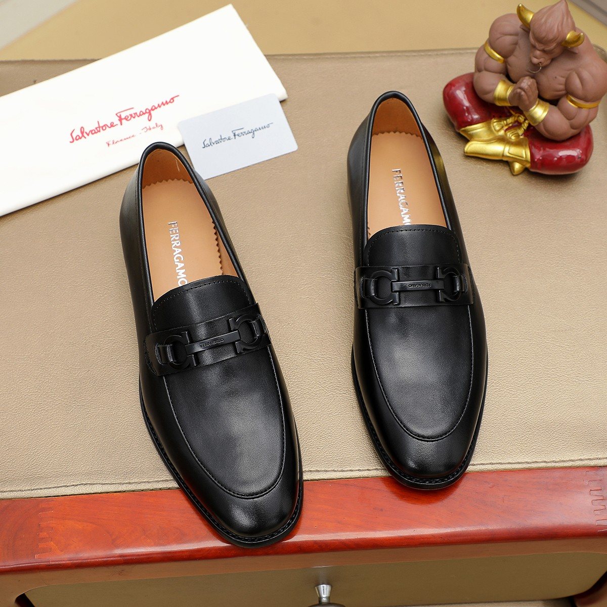 Ferragamo Brown Leather Bit Loafers — front