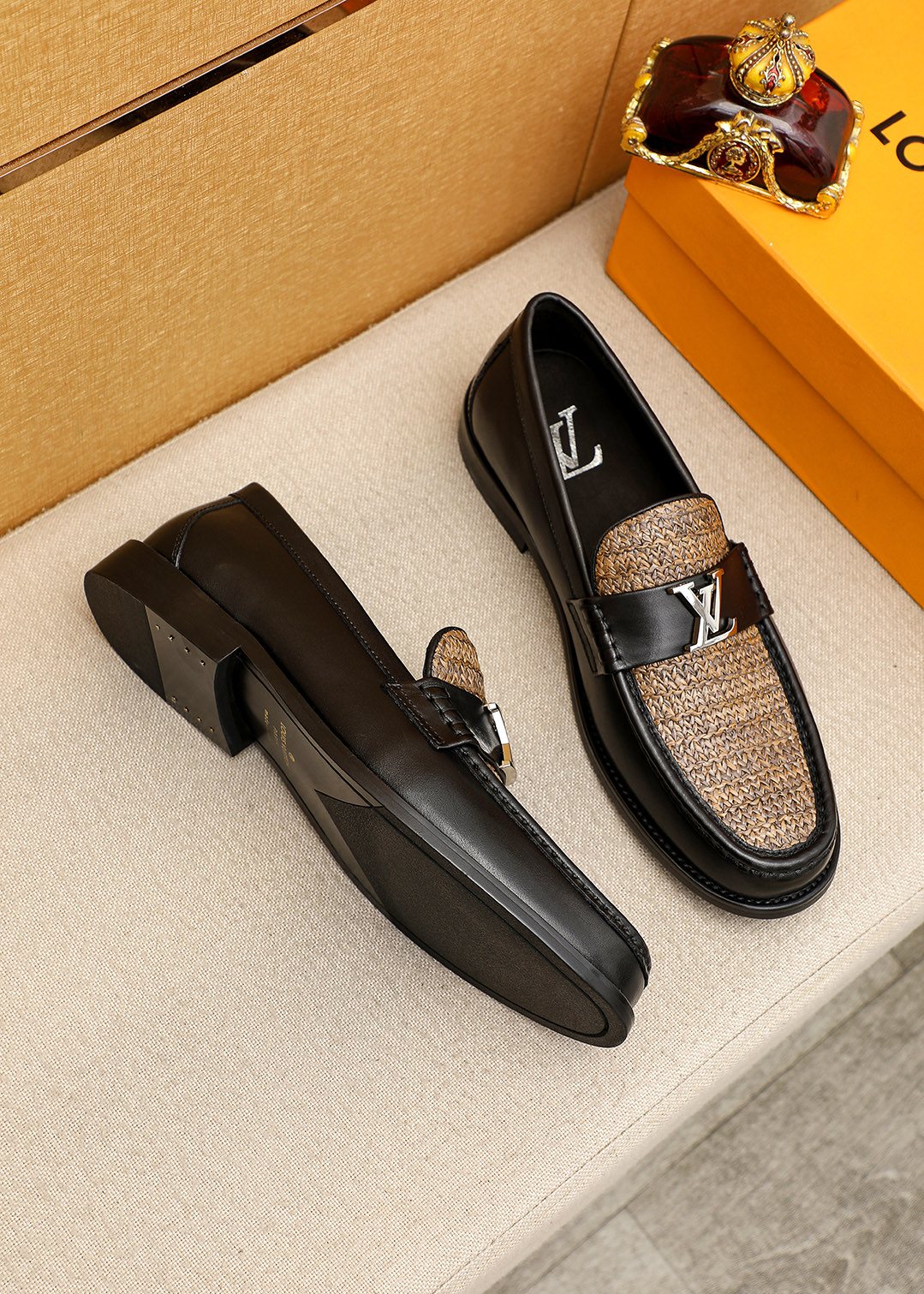 Louis Vuitton Textured Hardware Loafers — front