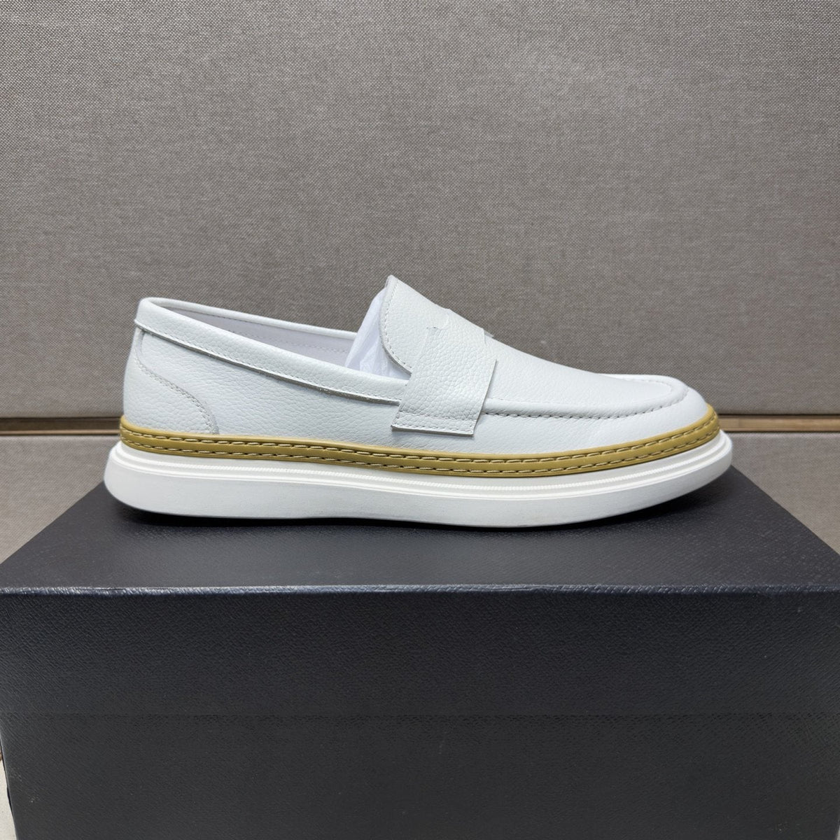 Prada Gold Accent Slip-On Loafers — front
