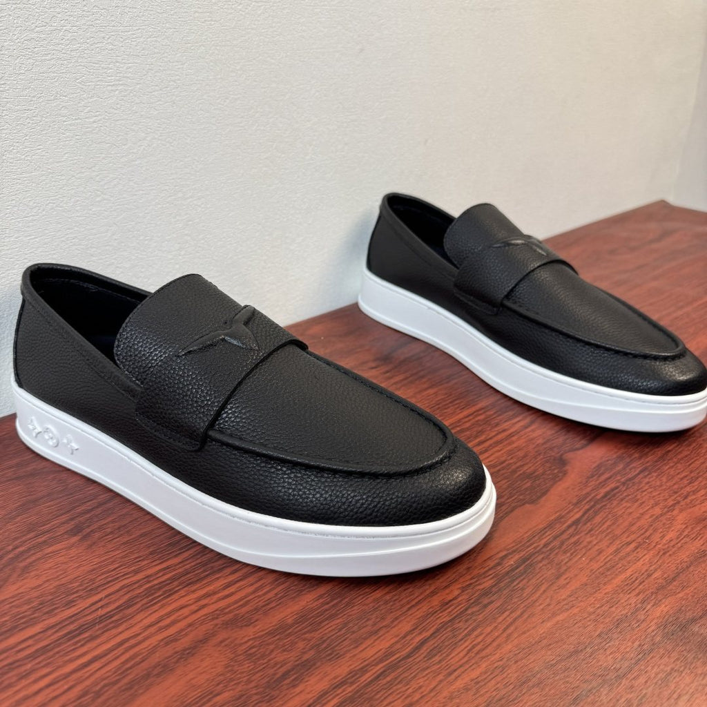 Louis Vuitton White Slip-On Loafers — front