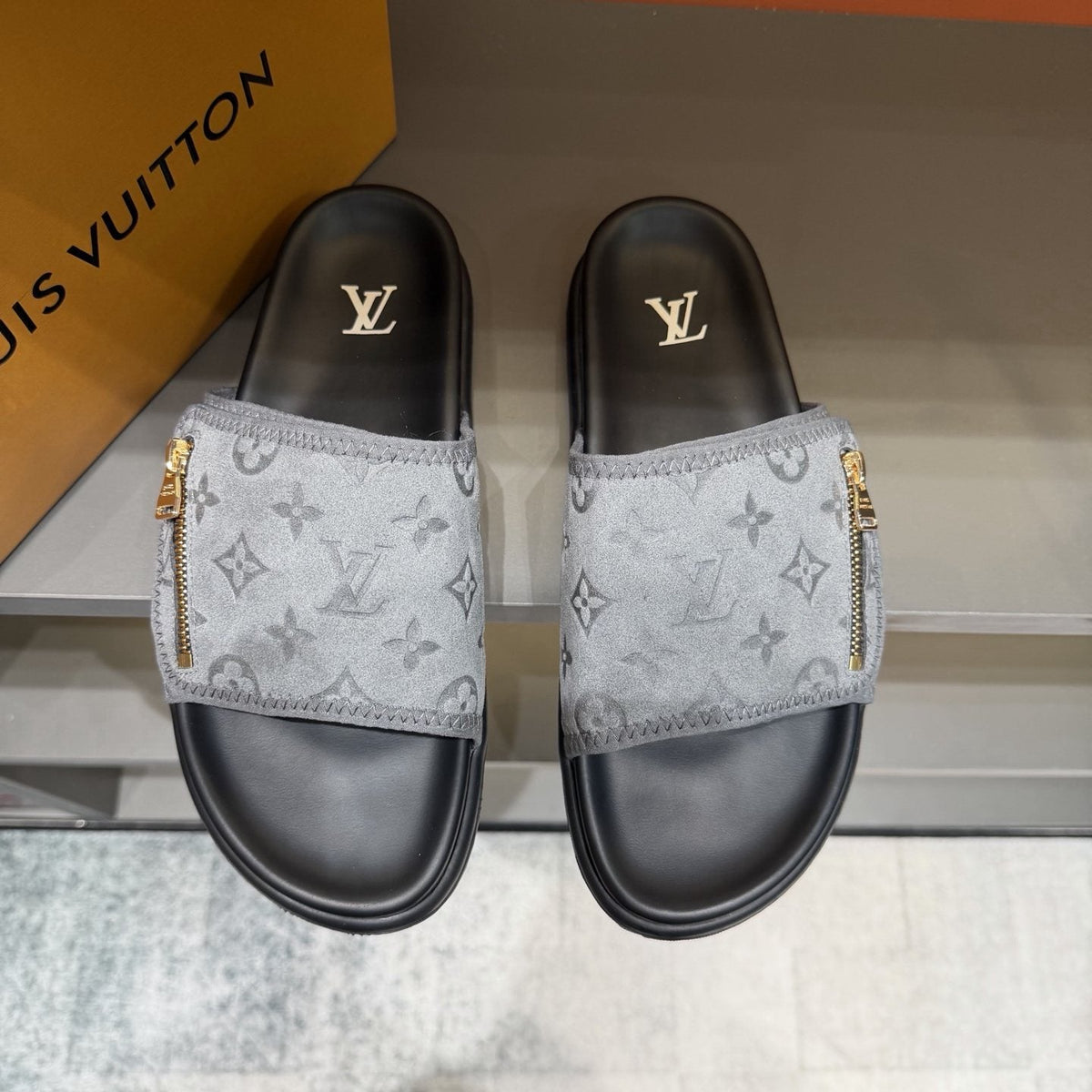Louis Vuitton Monogram Zip Slide Sandals — hero