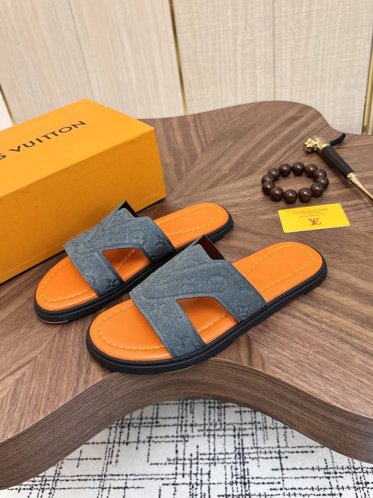 Louis Vuitton Monogram Slide Sandals — front
